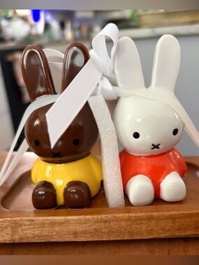 Miffy Salt n pepperBunny  Duo in White & Brown with Yellow & Red Outfits
